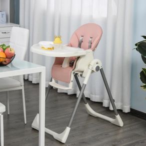 Foldable Baby High Chair Convertible Feeding Chair Height Adjustable with Adjustable Backrest Footrest and Removable Tray 5 Point Safety Harness for Kids 6 - 36 Months Pink (FREE POSTAGE)