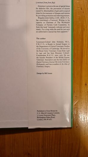 Farriery. A Complete Illustrated Guide. By John Hickman M. A. F. R. C. V. S. Large Volume Book. Hardback With Dustjacket In Very Good Condition.