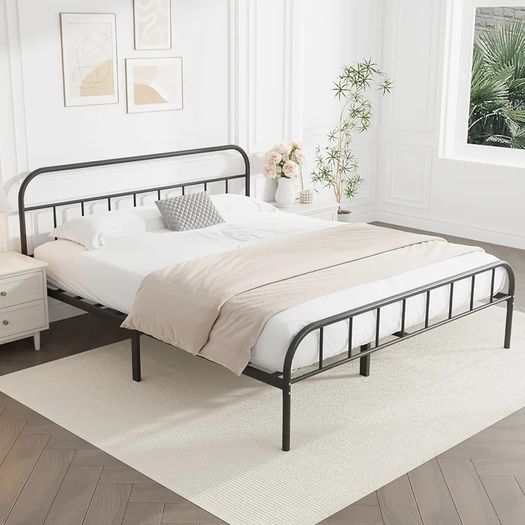 Single Metal Bed Frame with Large Storage Space,Black Modern Style Metal Bed Frame,Durable Steel Construction and Easy Assembly
