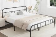 Single Metal Bed Frame with Large Storage Space,Black Modern Style Metal Bed Frame,Durable Steel Construction and Easy Assembly