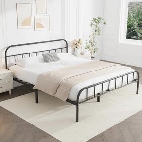Single Metal Bed Frame with Large Storage Space,Black Modern Style Metal Bed Frame,Durable Steel Construction and Easy Assembly
