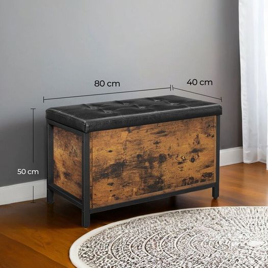 Multifunctional Chest Industrial Style shoe bench, padded shoe organizer with flap, shoe cabinet for 6 pairs of shoes, steel frame, industrial design, vintage