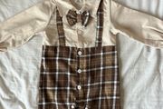 Cute 6-9mo baby boy lapel suspender onesie