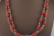 Antique Venetian Style Trade Glass &amp; Stripe Skyblue Glass Beads Necklace