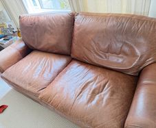 2 x Brown Leather 2-Seater Sofas