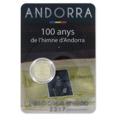 Andorra 2 Euro Commemorative Coin 2017 - 100 Years of the Andorra Anthem. Blister Card. BU