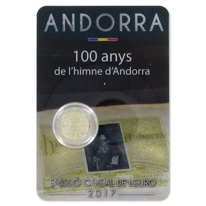 Andorra 2 Euro Commemorative Coin 2017 - 100 Years of the Andorra Anthem. Blister Card. BU