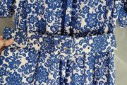 SAVIDA blue and white ethnic print belted dress Sz 38 (Fit 8-10 UK)  - Bnwot