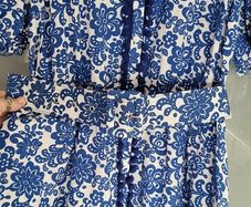 SAVIDA blue and white ethnic print belted dress Sz 38 (Fit 8-10 UK)  - Bnwot