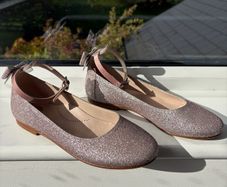 Girls Rose Gold Glitter Occasion Shoes