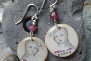 Handmade earrings,Peace earrings,Pink Tourmaline,Silver filled
