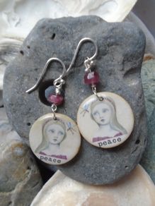 Handmade earrings,Peace earrings,Pink Tourmaline,Silver filled