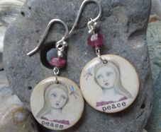 Handmade earrings,Peace earrings,Pink Tourmaline,Silver filled