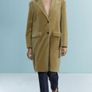 Reduced Fab Zara Light Khaki Green Velvet Coat Image 4