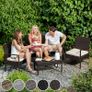 Poly Rattan Seating Group, Garden Set with 2 Chairs, Bench + Table with Glass Top, Lounge Set for Garden, Terrace and Balcony (Natural) Image 2