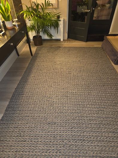 Absolutely stunning grey hand woven braided chunky knit rug
