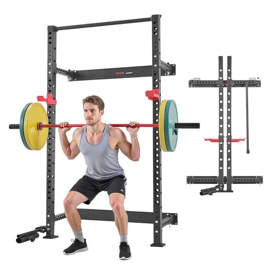 Multifunctional Squat Rack Folding Power Cage, Wall-Mounted 545KG Capacity