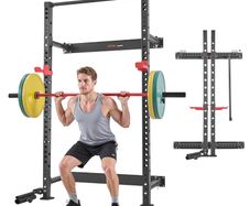 Multifunctional Squat Rack Folding Power Cage, Wall-Mounted 545KG Capacity