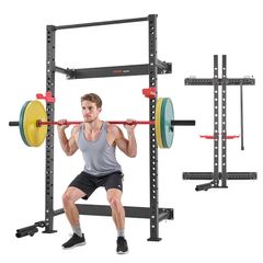 Multifunctional Squat Rack Folding Power Cage, Wall-Mounted 545KG Capacity