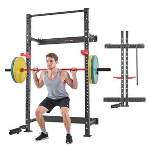 Multifunctional Squat Rack Folding Power Cage, Wall-Mounted 545KG Capacity