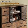Dresser for Bedroom with 10 Fabric Drawers, Tall Chest of Dreawers, Storage Organizer Closet, Wooden Top, Metal Frame, Mesh Door, Rustic Brown Image 3