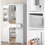 Tall White Storage Cabinet with Shelves and Drawer  XL Freestanding MDF Pantry Unit 182 cm Image 10