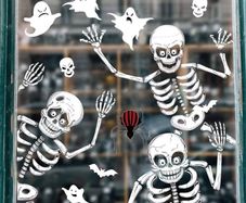 10 sheets Reusable Halloween Party decoration,76pcs Halloween Window stickers,Skeleton and Ghost Window Decals for Halloween Party Decoration
