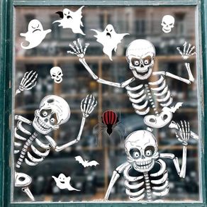 10 sheets Reusable Halloween Party decoration,76pcs Halloween Window stickers,Skeleton and Ghost Window Decals for Halloween Party Decoration
