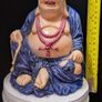 Ceramic Laughing Buddha Lamp Base Blue Robe Budai Hotei Vintage 20cm Image 7
