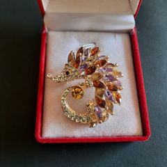 Sparkling Hedgehog Brooch Gold Tone Rhinestone Animal Pin Badge Whimsical Woodland Jewelry - Nature Lover Gift (X01)