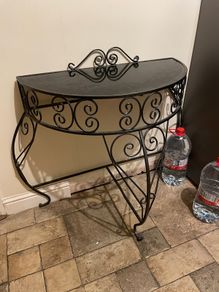 Decorative Metal & Glass Side Table Black