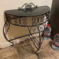 Decorative Metal & Glass Side Table Black