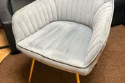 Grey Velvet Accent Swivel Chair with Gold Legs