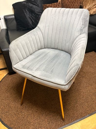 Grey Velvet Accent Swivel Chair with Gold Legs