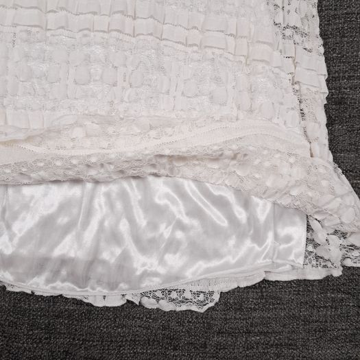 Yumi White Cream Tiered Lace Crochet Ruffle Sundress Mini Dress Size S