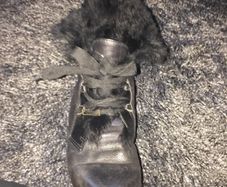 Black Leather & Fur Vintage Ankle Boots