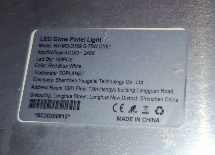 Grow Tent (Used) 60x60x180cm + 75 Watts Full Spectrum LED Grow Light + Fan (Usb-C)