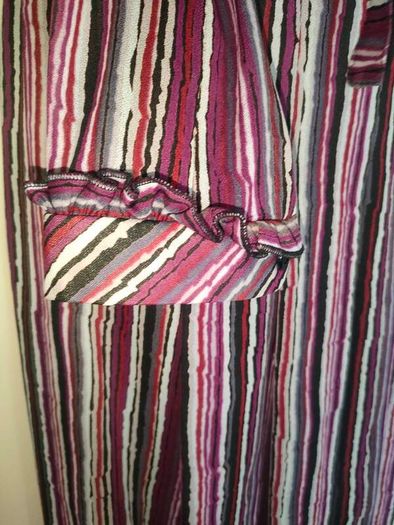 Vintage 70s 80s purple grey stripe secretary midi dress size M Postage included
