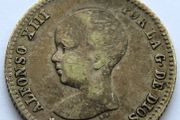 1891 Spain antique Silver Spanish peseta coin Alfonso XIII