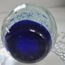 Vintage Controlled Bubble & Cobalt Blue Art Glass Paperweight Image 3