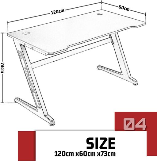 _Large Gaming Table Table Desk for PC Computer Ergonomic Gaming Desk Carbon Fiber Gamer Table 120 x 60 cm