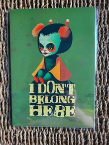 A5 Size I don't belong here Clown little girl depresso illustration Art Print, wall art