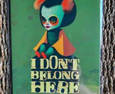 A5 Size I don't belong here Clown little girl depresso illustration Art Print, wall art