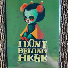A5 Size I don't belong here Clown little girl depresso illustration Art Print, wall art