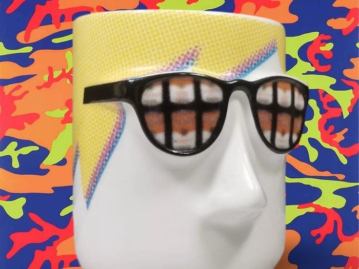 RARE Andy Warhol Porcelain Cup Artist Series Mug with Nose & Tongue Glasses VGC