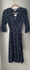 Monteau navy print belted dress size 10 - new