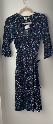 Monteau navy print belted dress size 10 - new