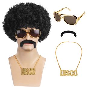 Synthetic 70s 80s Disco Wig Short Brown Mens Mullet Wig for 60s Rocker Singer Hippies Shaggy Costume Cosplay Halloween Party