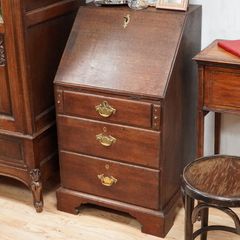 Victorian Solid Oak Drop-Front Bureau Writing Desk