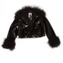 Brand new Faux-fur-trimmed cropped leather jacket, size 8 Image 3